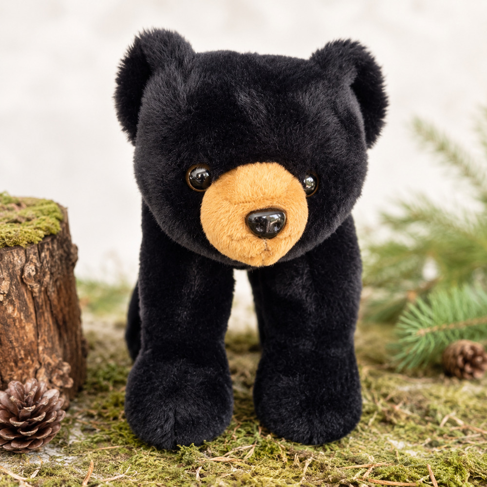 Bearington Collection Black Bear Plush 9” Weighted Paws Realistic Wildlife